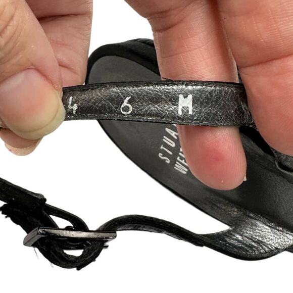 Stuart Weitzman Black Satin Bow Espadrille Slingback Pumps – Size 6 - Picture 7 of 9